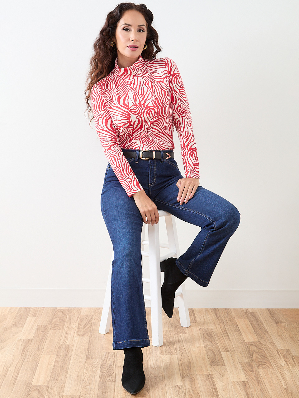 Petite Long Sleeve Stretch Jersey Turtleneck