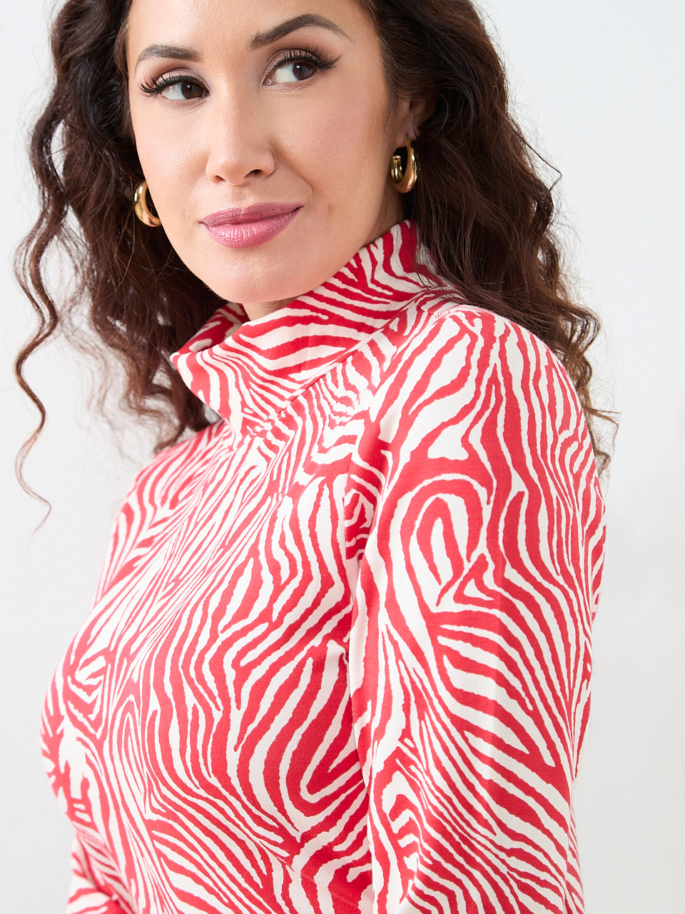 Petite Long Sleeve Stretch Jersey Turtleneck