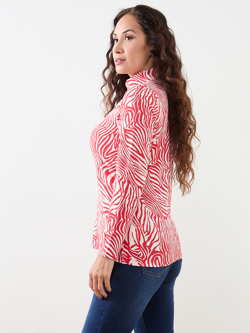 Petite Long Sleeve Stretch Jersey Turtleneck