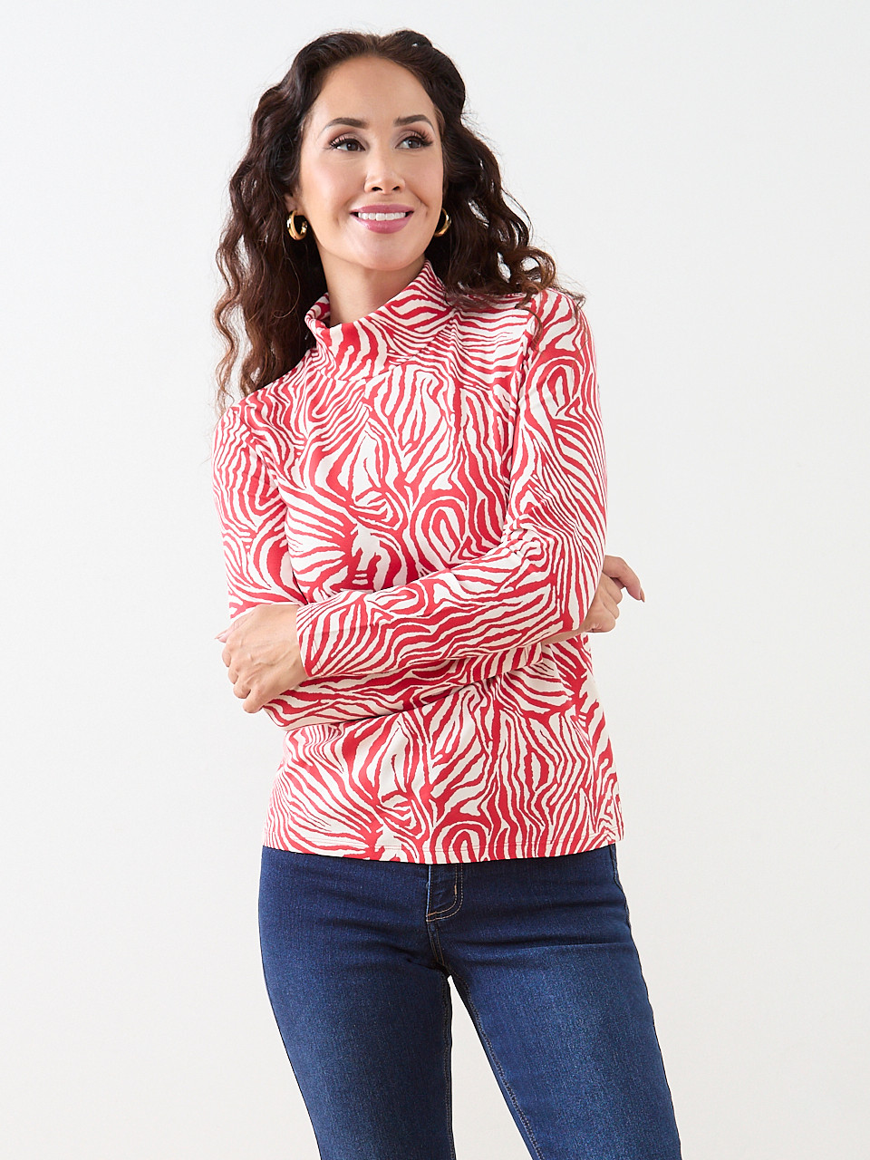 Petite Long Sleeve Stretch Jersey Turtleneck