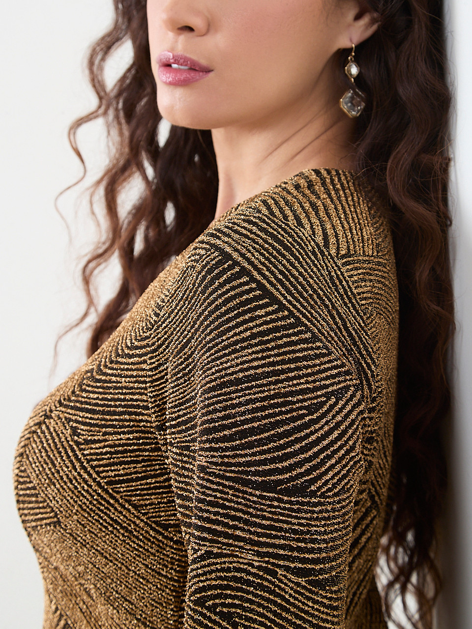 Petite Long Sleeve Stretch Shimmer Tunic