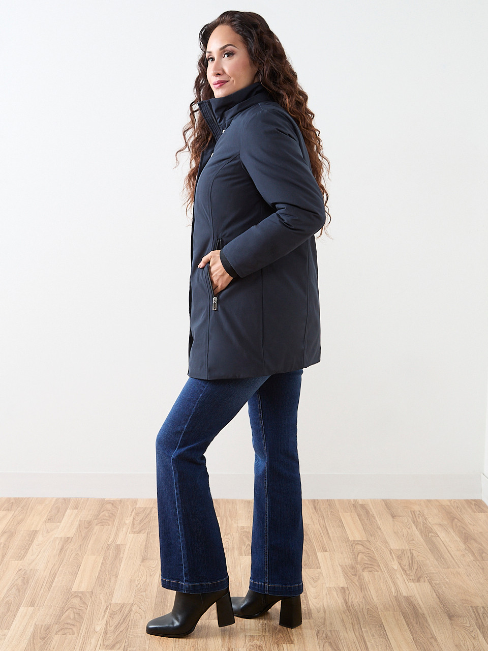 Petite Navy Vegan Down Parka