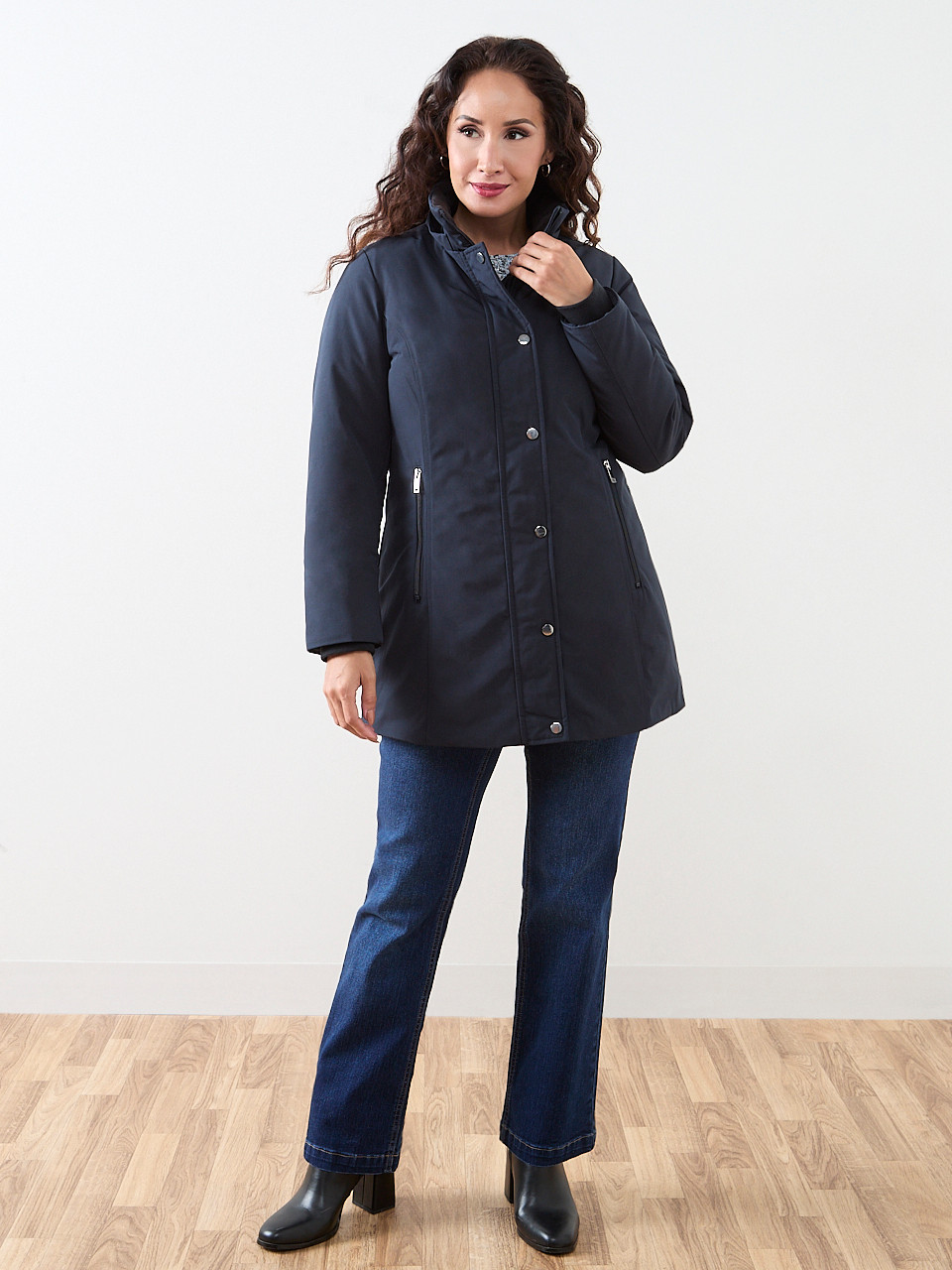 Petite Navy Vegan Down Parka