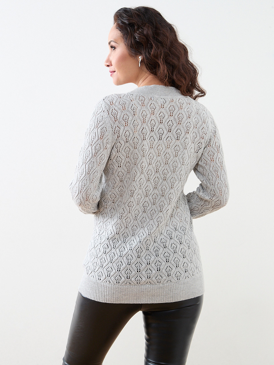 Petite Pointelle V-Neck Sweater