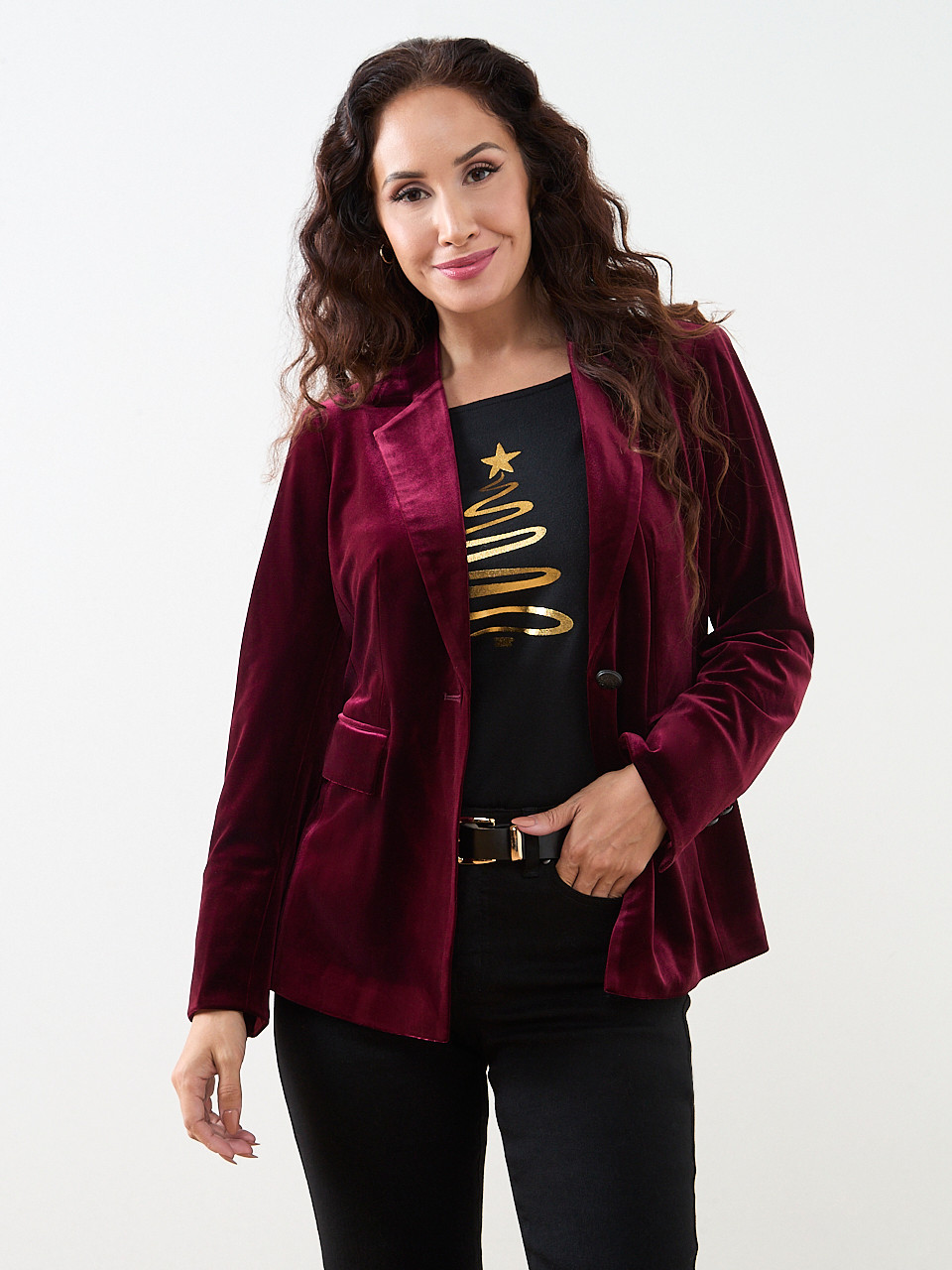 Petite Ruby Velvet Blazer