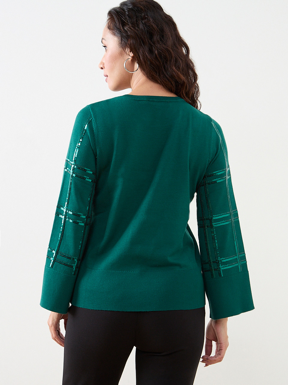 Petite Sequin Windowpane Sweater