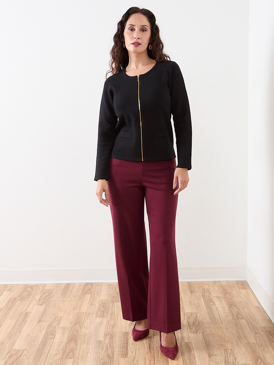 Petite Short Length Zip-Front Sweater