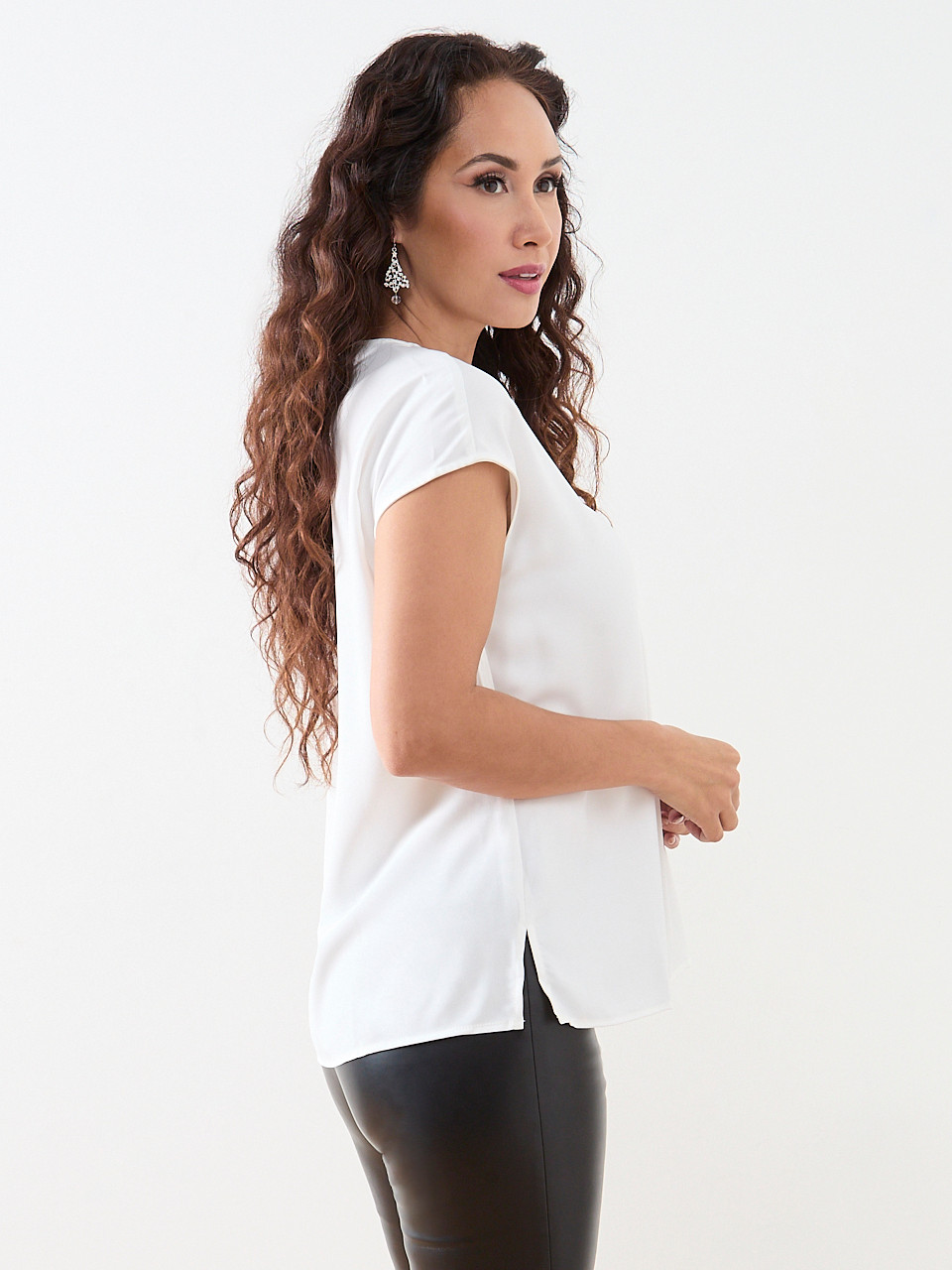 Petite V-Neck Rhinestone-Trim Blouse