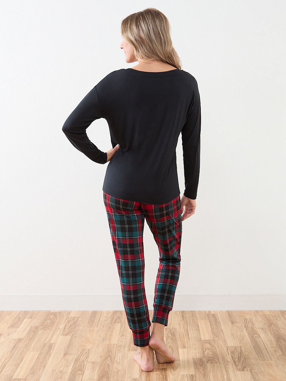 Plaid Bow Screen Print Pj Set