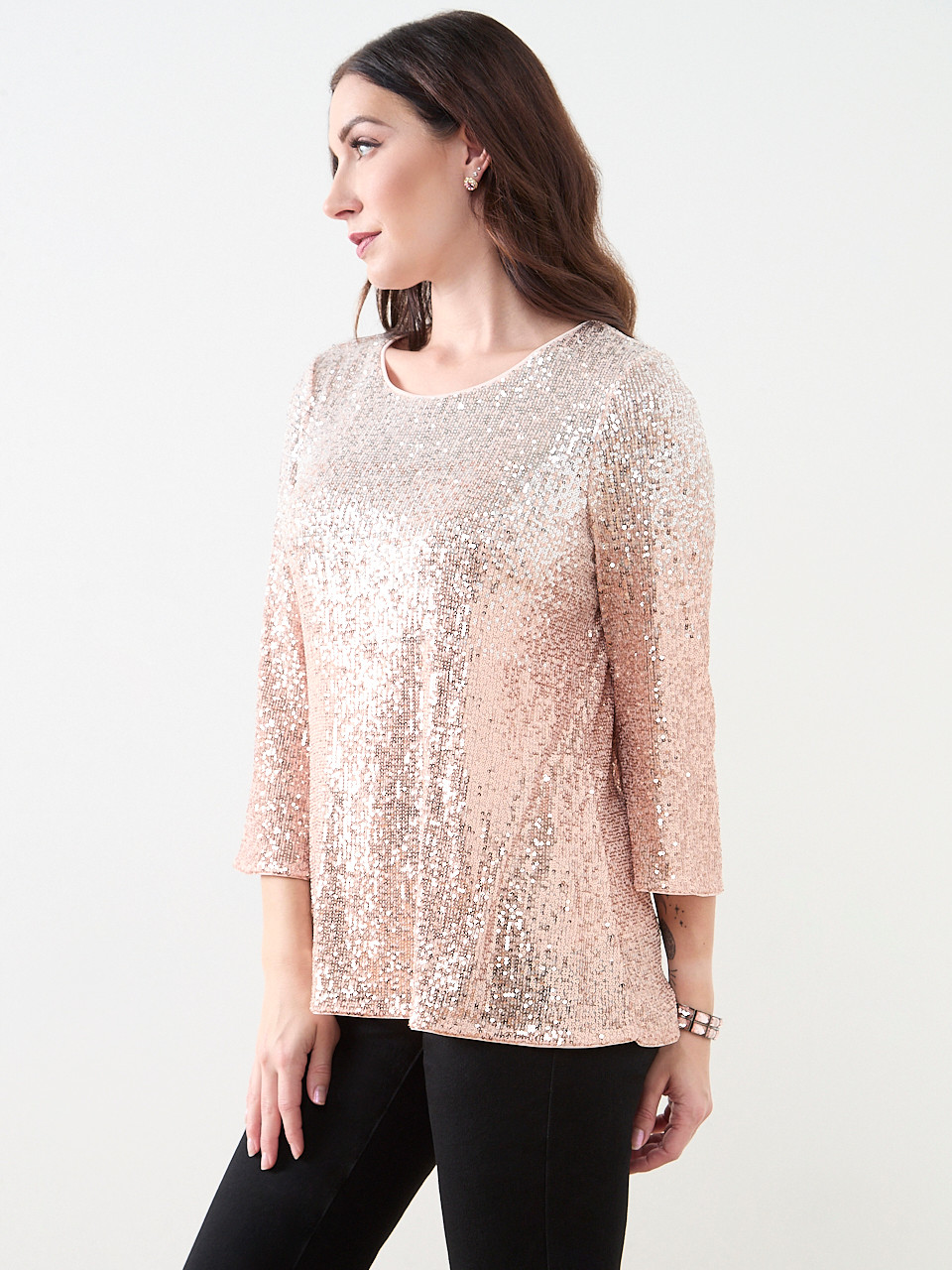 Rose-Gold Ombre Sequin Top