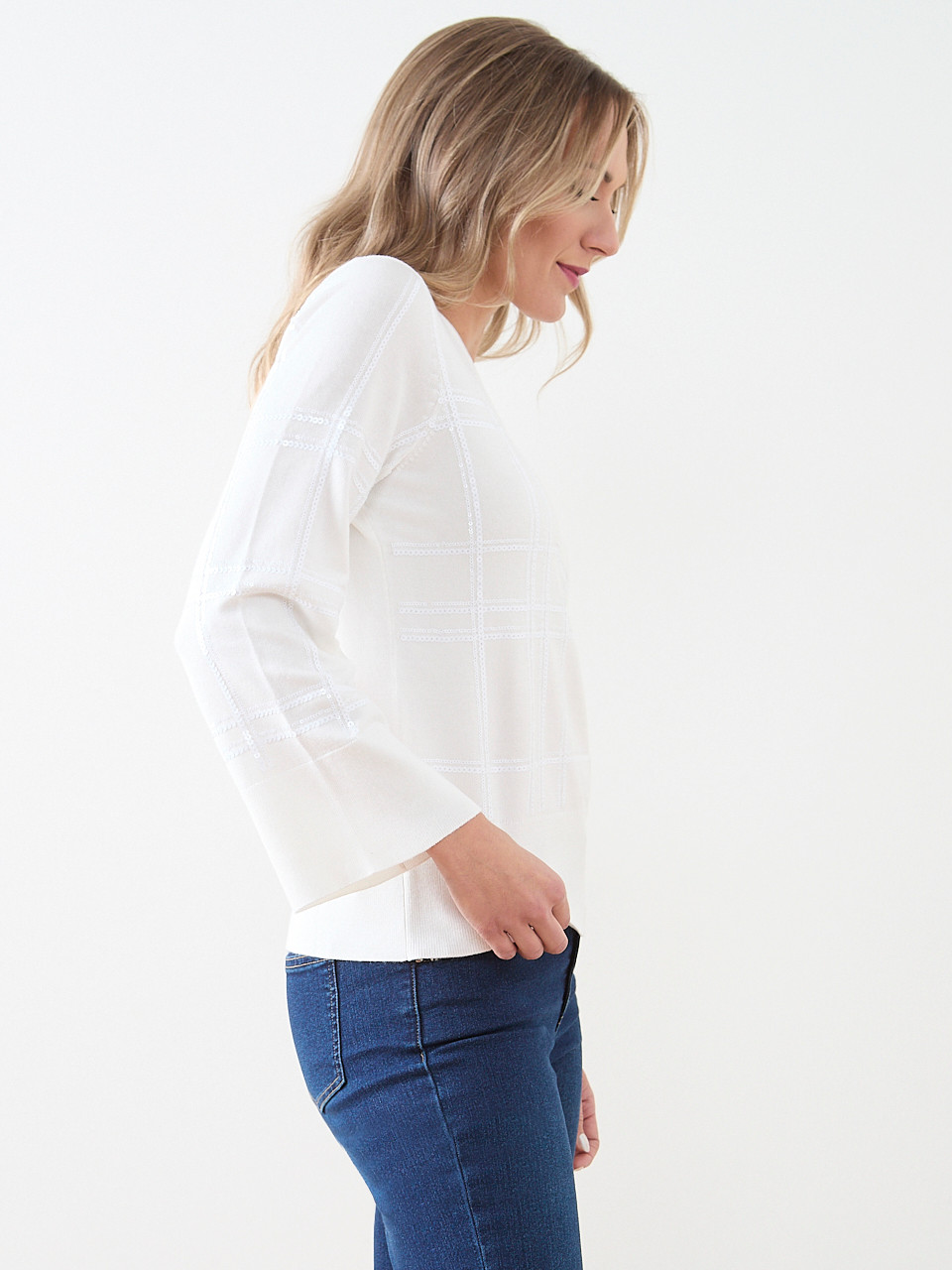 Sequin Windowpane Sweater