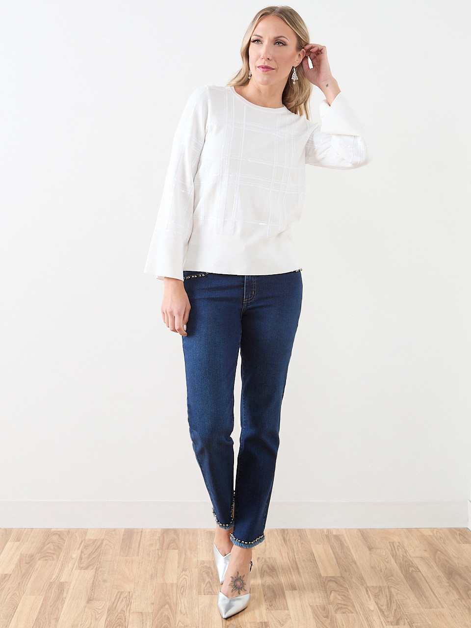 Sequin Windowpane Sweater