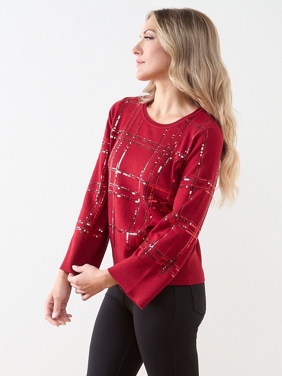 Sequined Windowpane Sweater