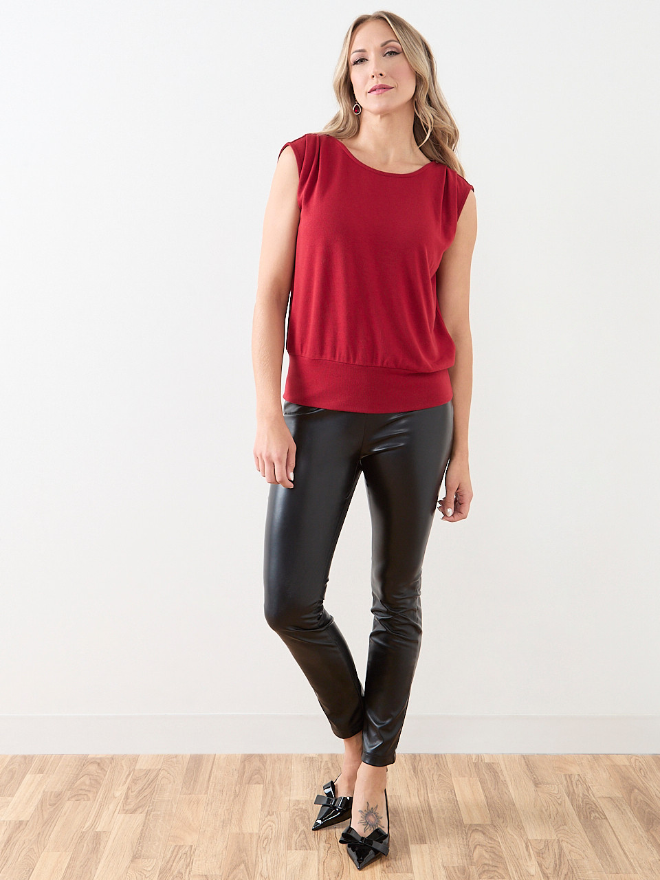 Sleeveless Lightweight-Knit Banded Top