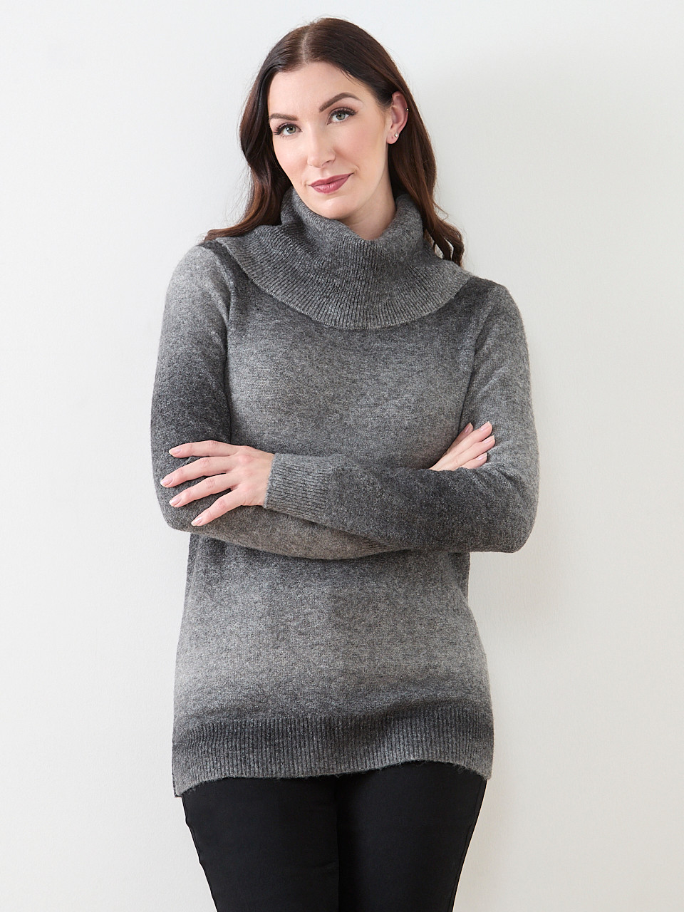 Space Dye Cowl Neck Pullover