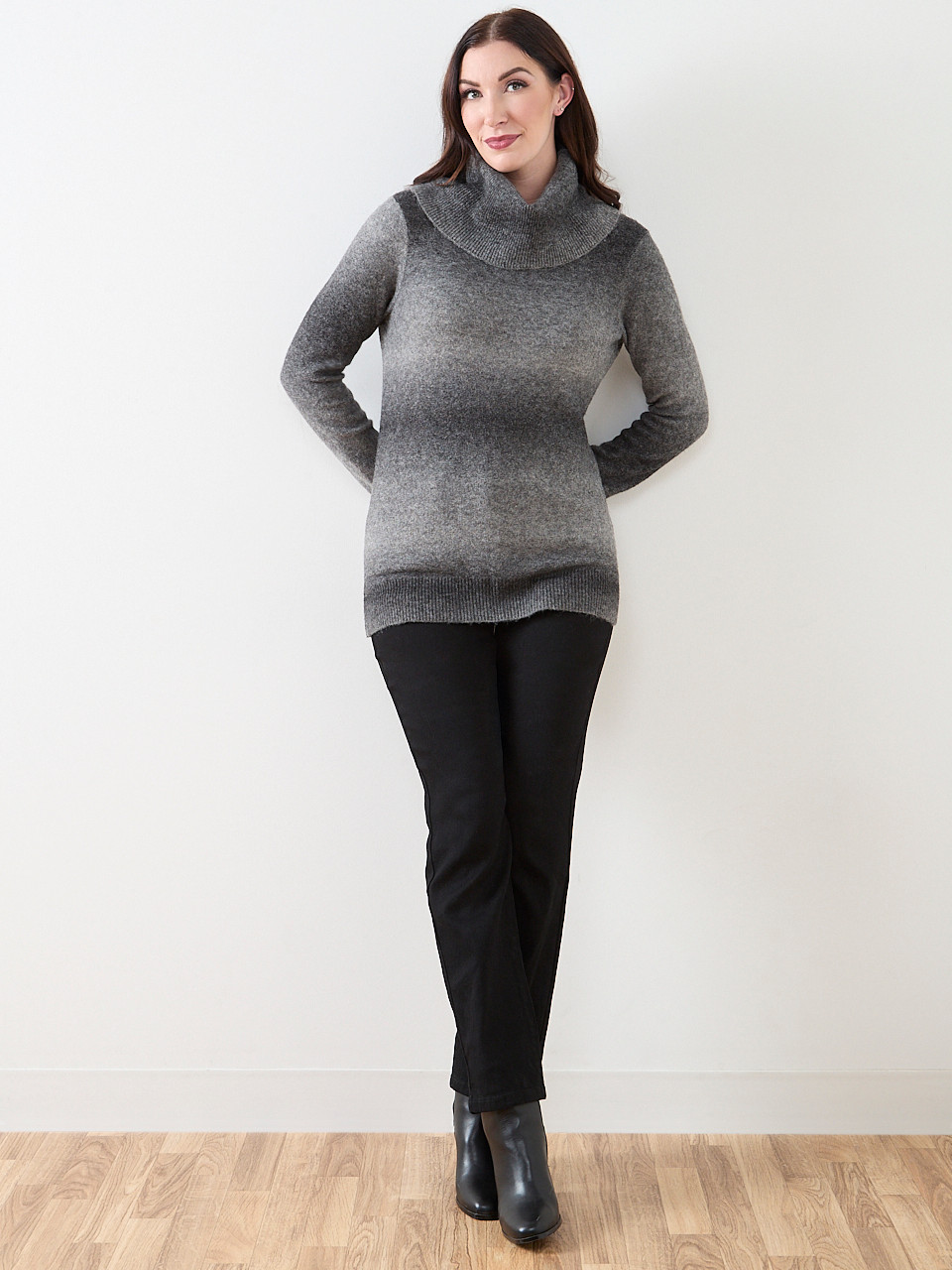 Space Dye Cowl Neck Pullover | Cleo