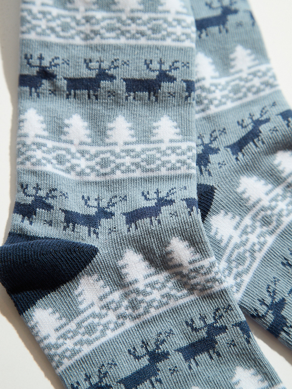 Blue Deer/Tree Crew Socks