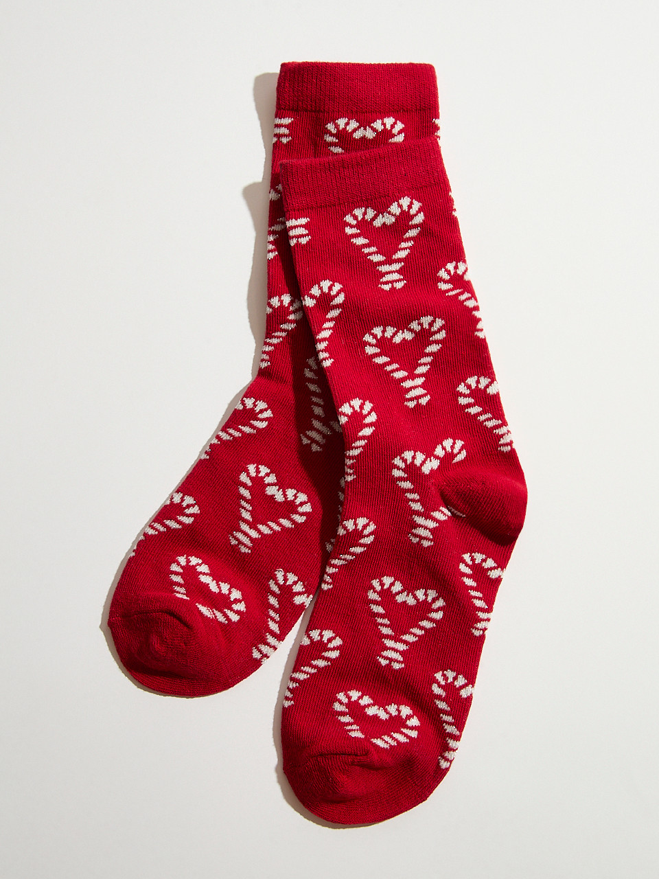 Candy Cane Hearts Crew Socks
