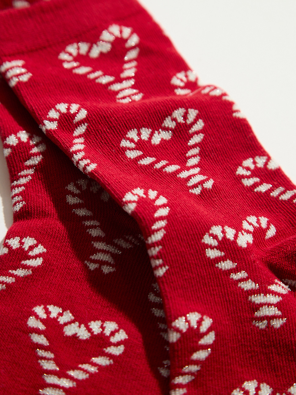 Candy Cane Hearts Crew Socks