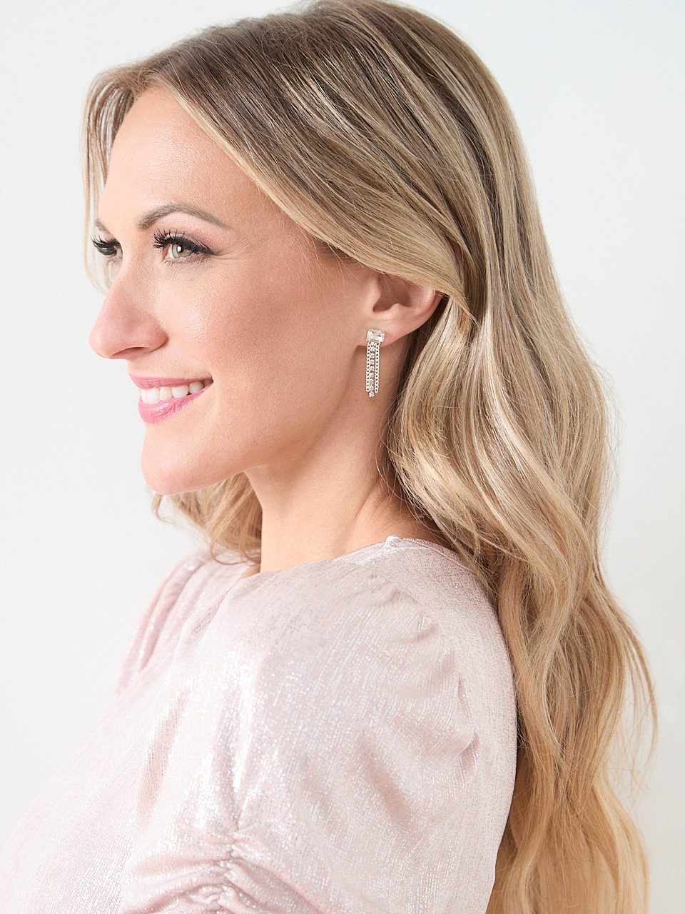 Crystal and Silver Chain Drop Earrings