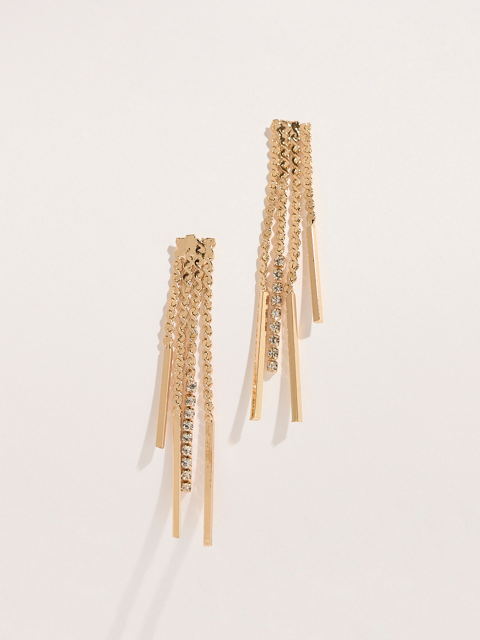 Gold and Crystal Fringe Earrings