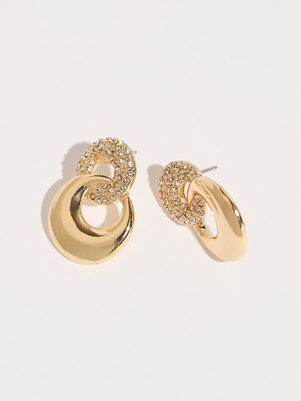 Gold and Crystal-Pave Earrings