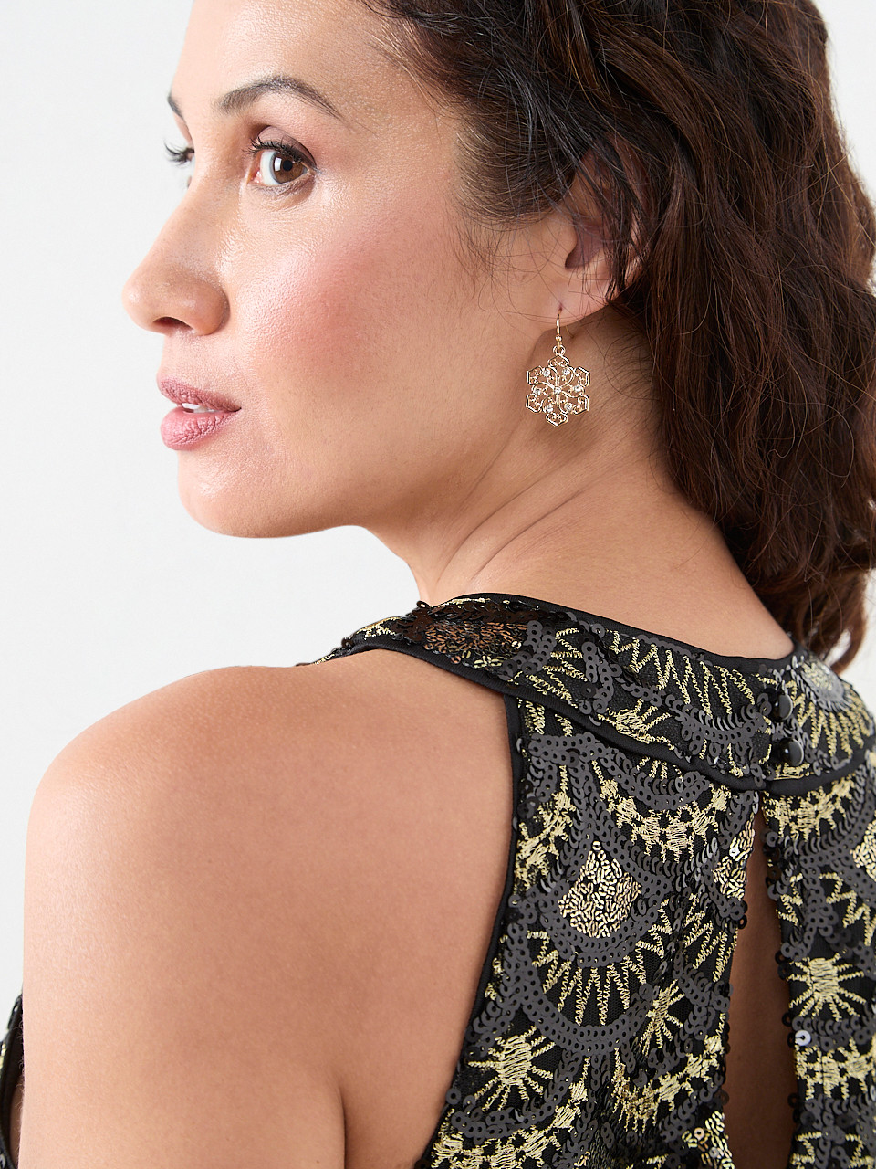 Gold Crystal Snowflake Earrings