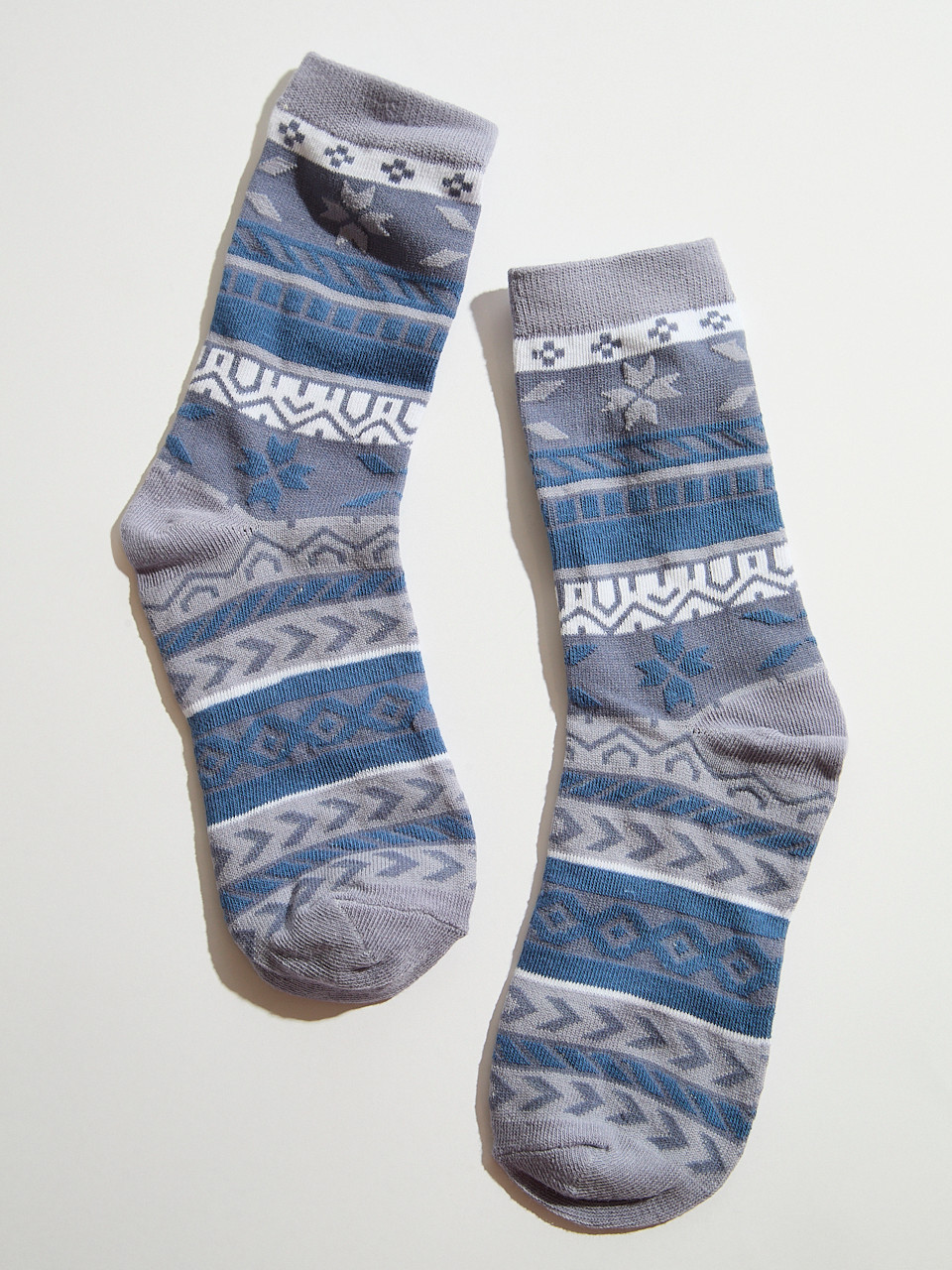 Grey & Lavender Nordic Crew Socks