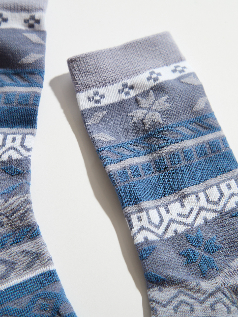 Grey & Lavender Nordic Crew Socks