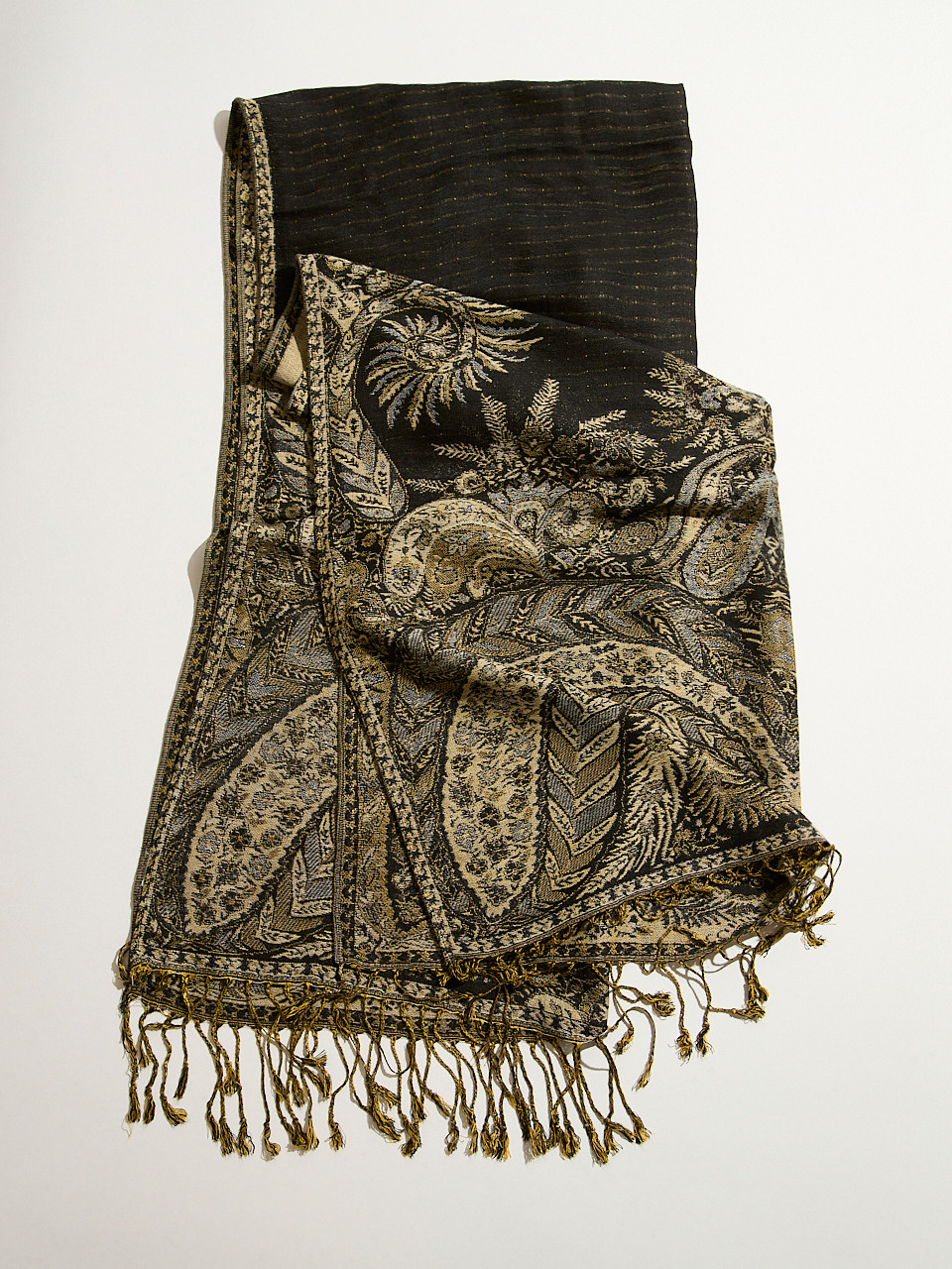 Large Black Paisley Pashmina Scarf