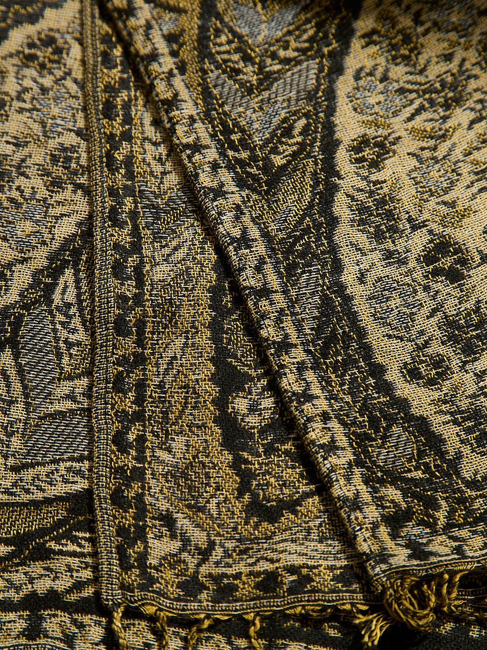 Large Black Paisley Pashmina Scarf