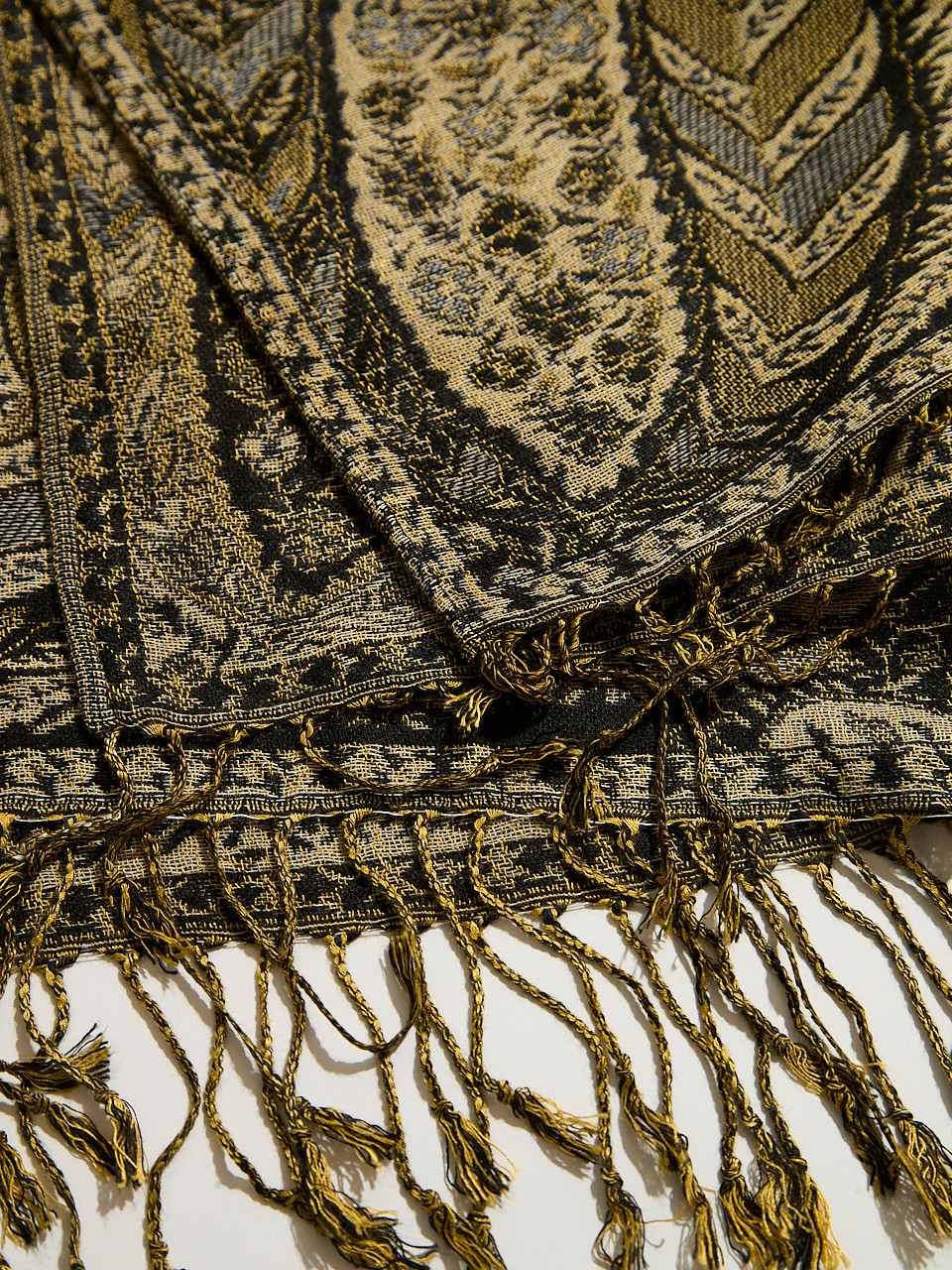 Large Black Paisley Pashmina Scarf