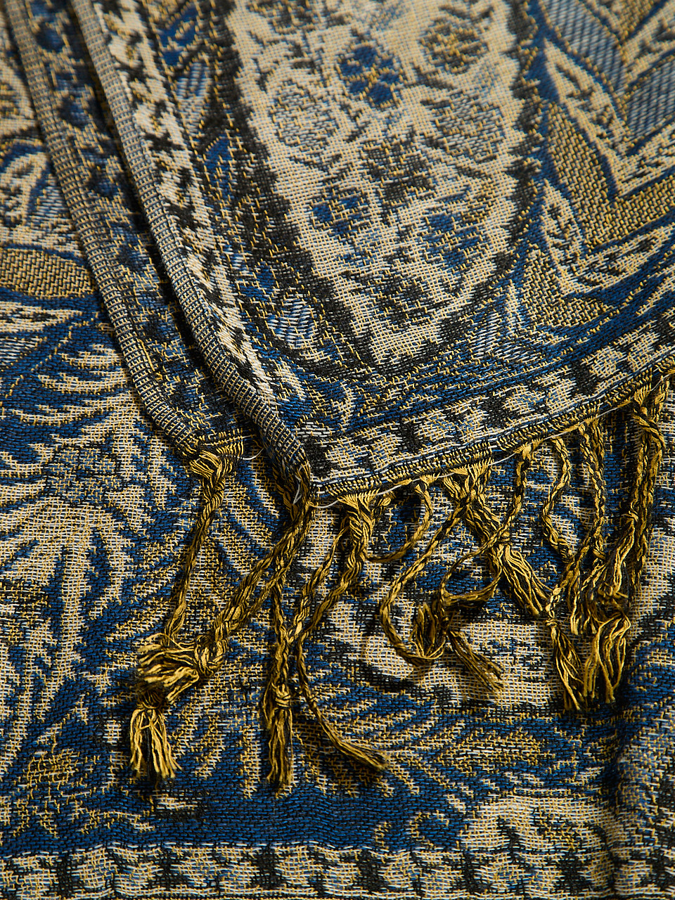 Large Blue Paisley Pashmina Scarf