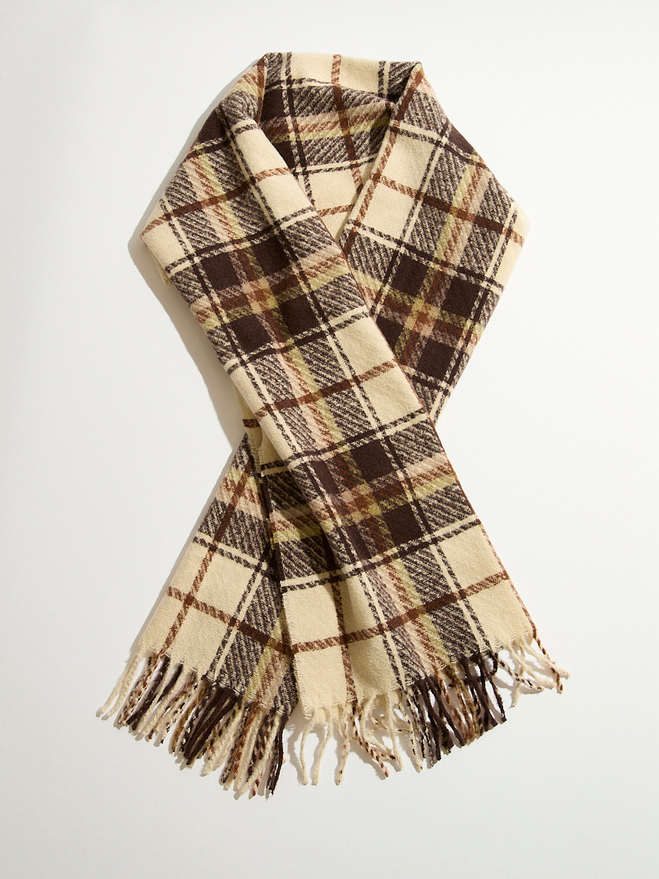 Large Camel Plaid Scarf Cleo