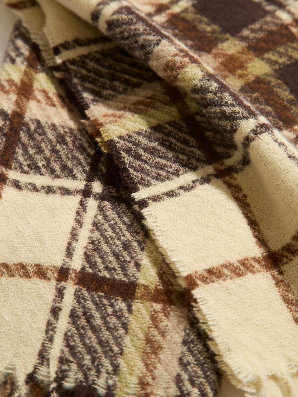 Large Camel Plaid Scarf