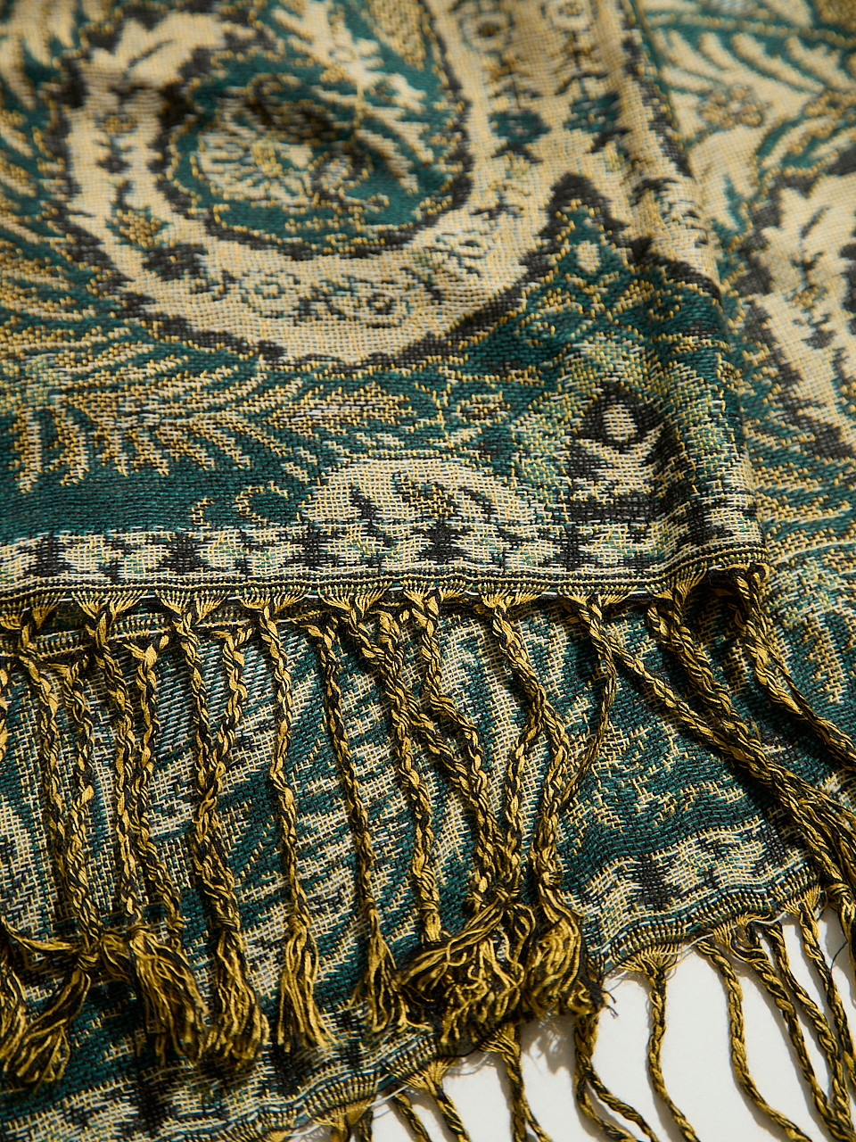 Large Green Paisley Pashmina Scarf