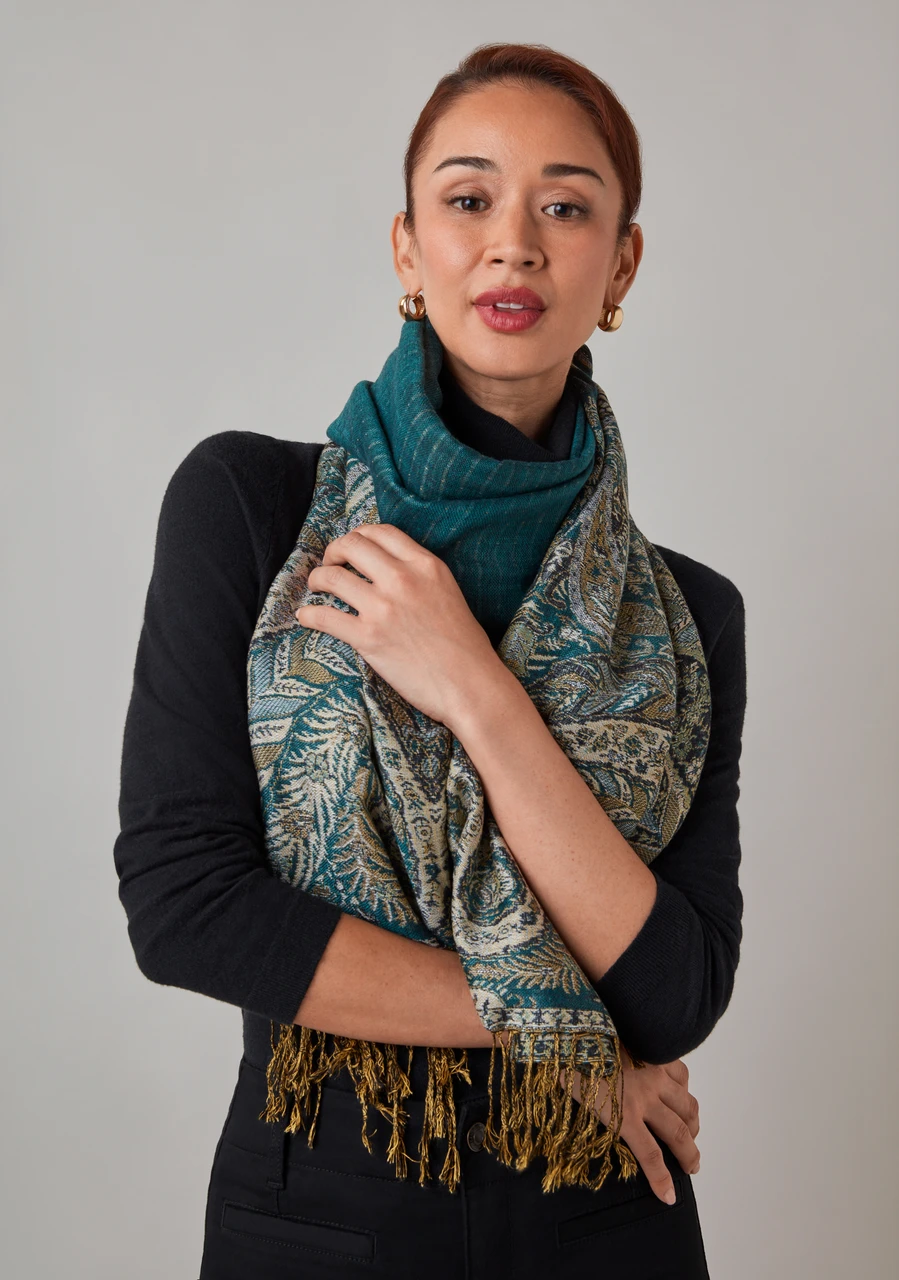 Large Green Paisley Pashmina Scarf