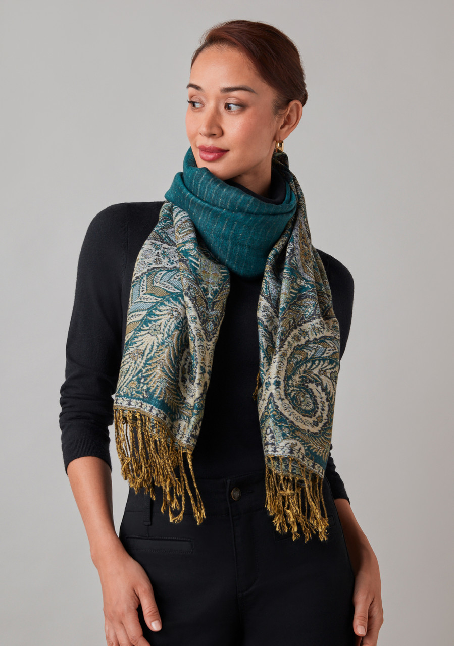 Large Green Paisley Pashmina Scarf