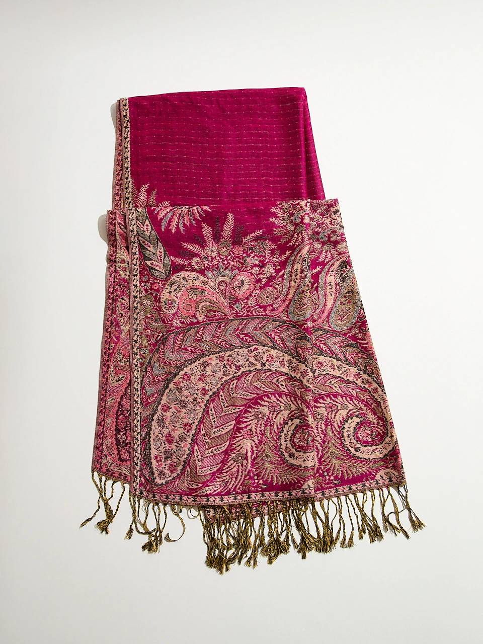 Large Magenta Paisley Pashmina Scarf