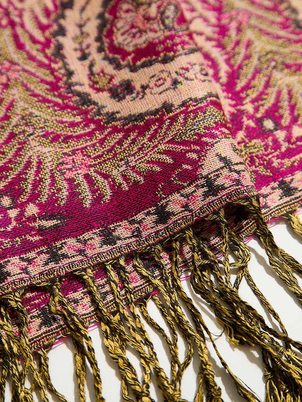 Large Magenta Paisley Pashmina Scarf