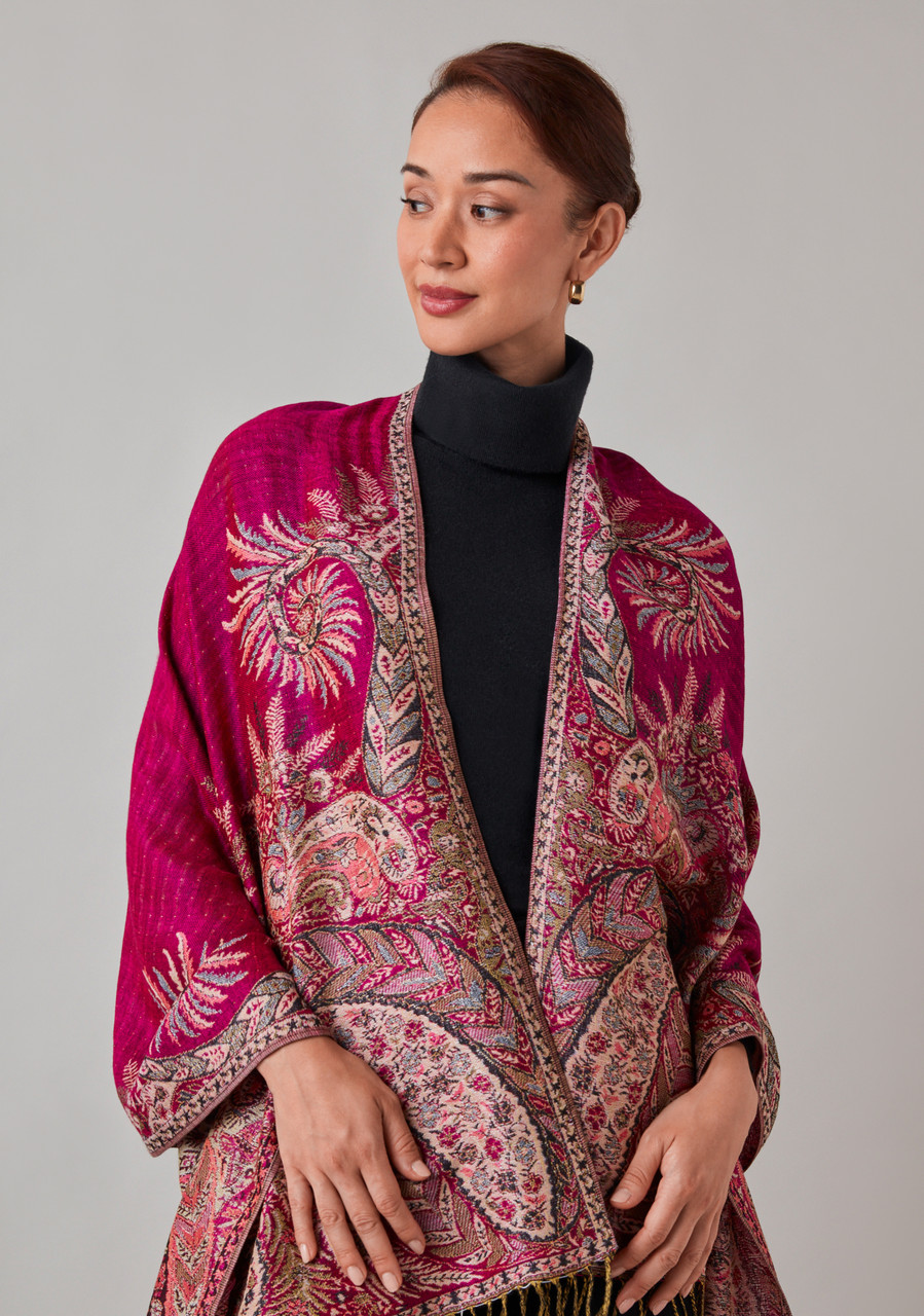 Large Magenta Paisley Pashmina Scarf