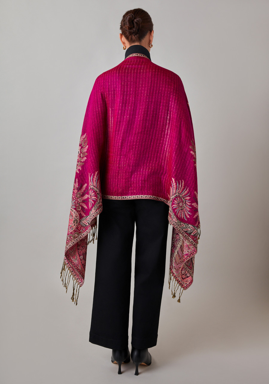 Large Magenta Paisley Pashmina Scarf