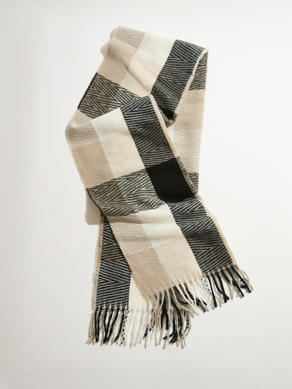 Large Neutral Plaid Scarf