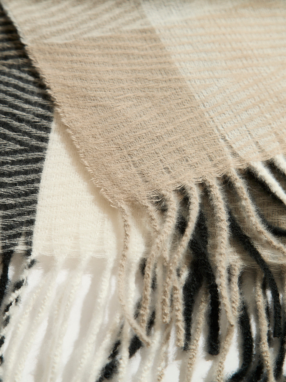 Large Neutral Plaid Scarf