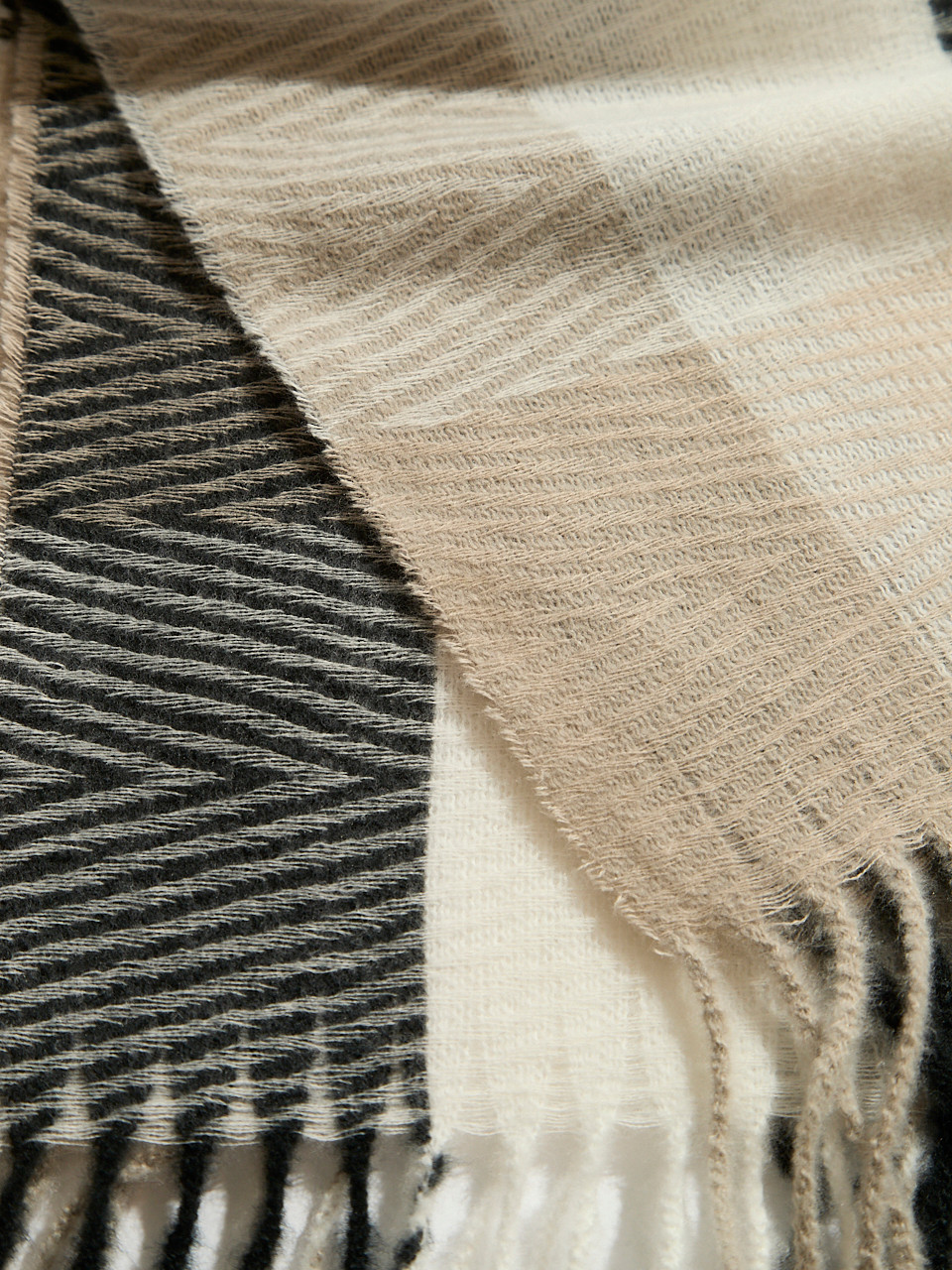 Large Neutral Plaid Scarf