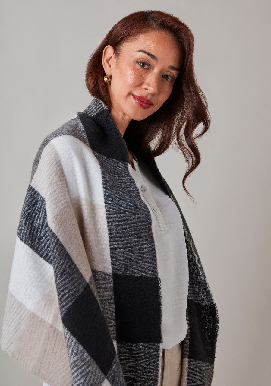 Large Neutral Plaid Scarf