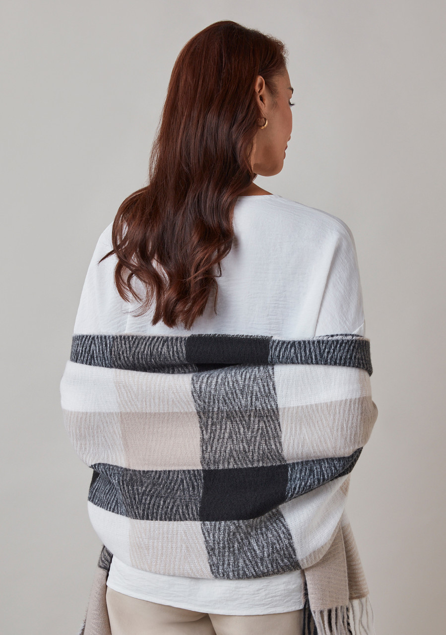 Large Neutral Plaid Scarf