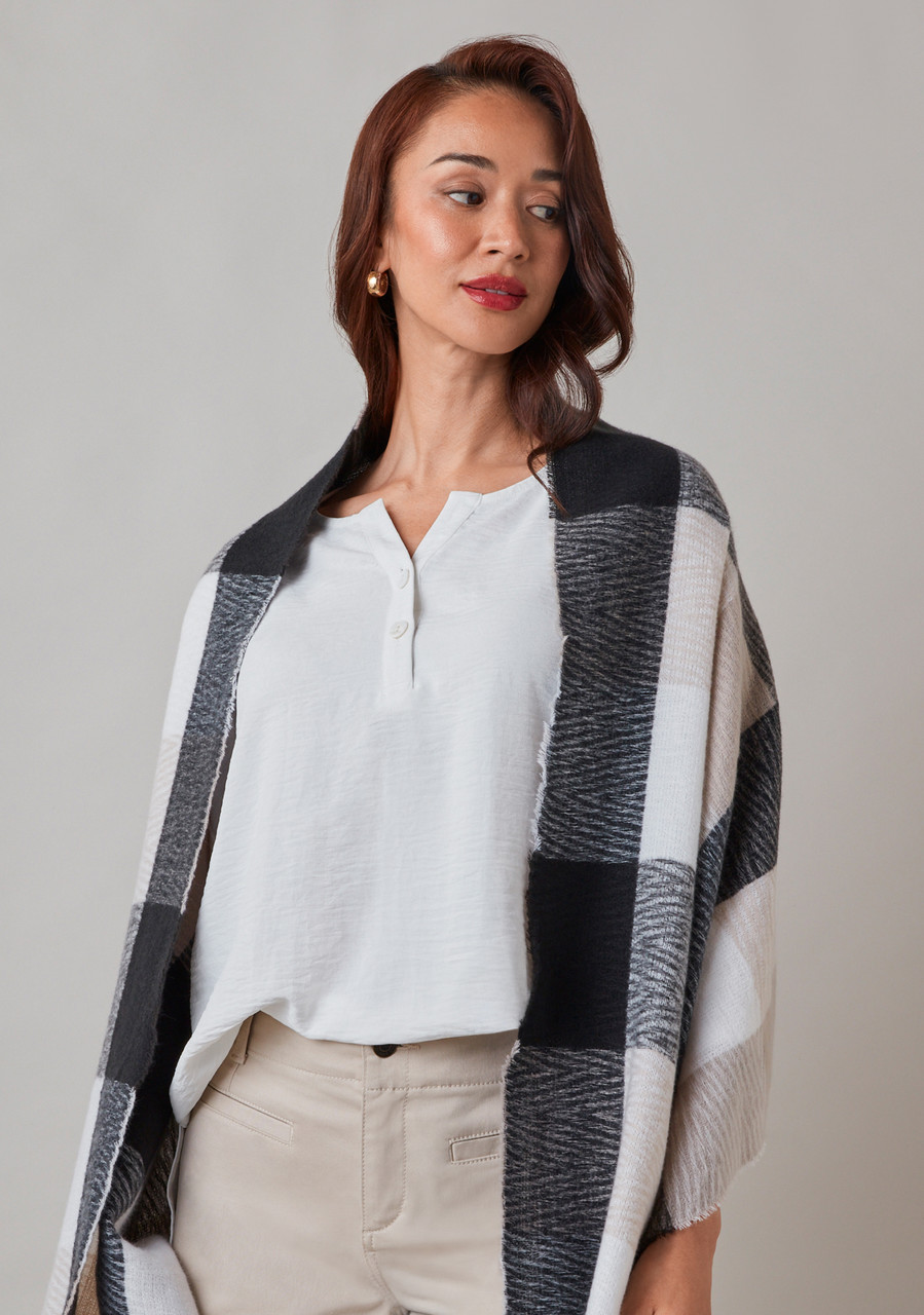 Large Neutral Plaid Scarf