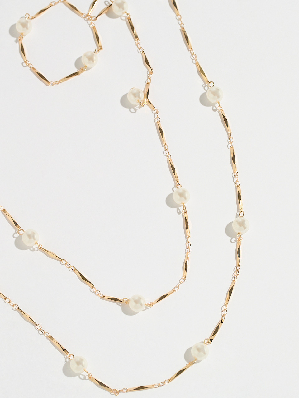 Long Gold & Pearl 2-Strand Necklace