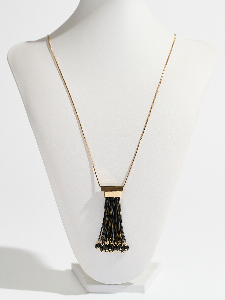 Long Gold Necklace with Chain Tassel